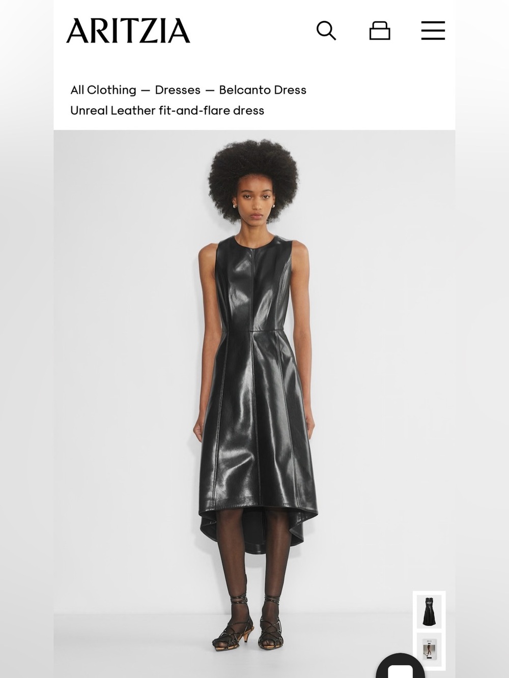 Wilfred Aritzia Belcanto Dress Faux Leather Midi Dress in Black Size 6